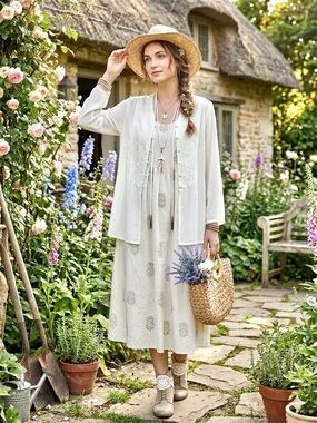 Embroidered romantic boho tunic blouse/cover up w prairie cottagecore vibe